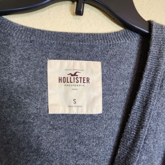 VTG Hollister Button Cardigan Sweater Womens small Gray Pockets Y2K Preppy - Picture 2 of 10